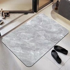 跨境簡約硅藻泥地墊衛生間浴室防滑墊家用廁所耐磨吸水腳墊可批發, 1個, 大理石淺灰