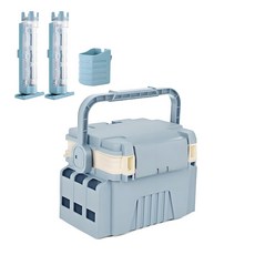 낚시박스 낚시용품 보관함 다용도 태클박스 6L/13L+낚시대꽂이 2개+물컵걸이, 블루+화이트, 1개 블루+화이트, 1개
