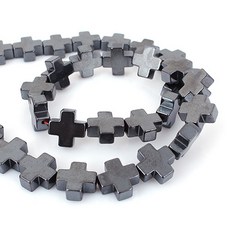 비즈아이 [5701-03]묵주팔찌용 원석십자가 10mm 헤머타이트 반줄(약17개)