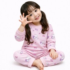 HANTEM 아동 순면 긴팔 잠옷 프린트 상하 세트 홈웨어 파자마