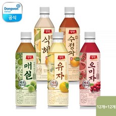 동원 양반 매실/배식혜/배수정과/오미자/유자 제로 500mL 12개 + 12개 총 24개, 500mL 배수정과 12개 + 유자 12개