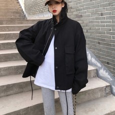 HeyShu 女款大口袋寬鬆長版夾克