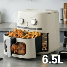 쉐프메이커 대용량 에어프라이어 투명창 6.5L 듀얼히팅 올스텐, 화이트, MY169