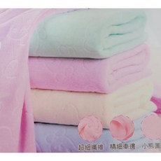 小熊圖案超細纖維壓花浴巾, 紫色, 詳見包裝