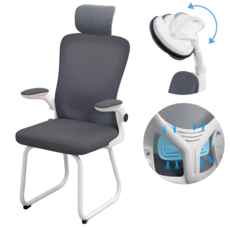 요모 반듯 컴퓨터 사무용 팔걸이 고정형 의자 Y-50H, 라이트그레이(화이트)