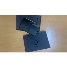 MSI 龍紋名片盒 - 精緻皮革紋理不鏽鋼名片收納, 黑