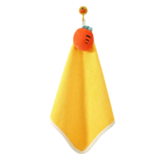 可愛動物造型珊瑚絨擦手巾 吸水速乾可掛式擦手毛巾 廚房浴室清潔抹布, 1個, 胡蘿蔔, 黃色