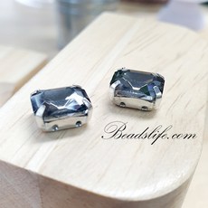 8-10mm 직사각 캡보석 30개 백금도금, 1봉, 블랙다이어