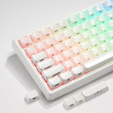 OHY XVX Lumicat Mao Profile Side-Printed Shine-Through PBT Keycaps 113 Keys Double-Shot Dye-Subli, Jelly White