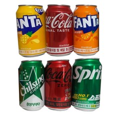 뚱캔 업소용 환타 오렌지 파인애플 칠성사이다 코카콜라 코카콜라 제로 스프라이트 355ml x 각 1개씩 총 6캔