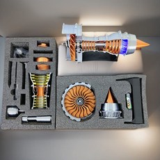 항공엔진모형 전시용 DIY세트 비행기엔진 전동젯엔진조립키트 피규어, 배터리+테일 부품 (조립)