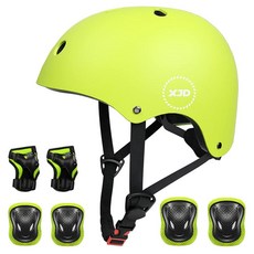 XJD 아동용 자전거 헬멧 멀티 스포츠 보호 장비 세트 만 3-5-8-14세 남아 여아용 무릎 및 팔꿈치 패드 손목 보호대 롤러 스케이트 사이클링 스케이트보드 스케이트, Yellow, Medium: 8-14 years youth, Small