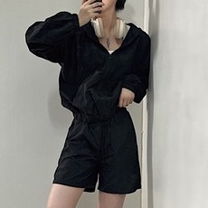 여성 후드 트레이닝복 세트 바람막이 집업 반바지 밴딩 운동복 츄리닝 런닝웨어 스포츠웨어 조거팬츠