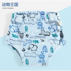 寶寶用品 D9EF 9層純棉 嬰兒訓練褲 學習褲, 1個, 動物王國,110碼／XL 平鋪腰圍約 22cm