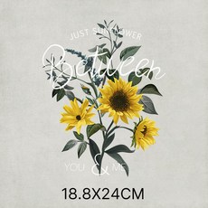 이로나 해바라기 패브릭 열전사 스티커 티셔츠 에코백 쿠션 전사용 DIY 리폼, 1개, 빈티지 레터링 해바라기
