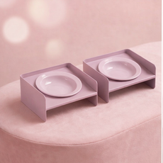 파스텔 강아지 사료그릇 고양이 사료그릇 목보호 러블리 식기 애견 반려동물 밥그릇, 라벤더퍼플, 2개