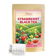 TeeLux 바닐라 디카페인 차이 티백 시나몬 생강 카다몬이 함유된 홍차 천연 맛 풀 바디 & 스파이시 100개, 딸기 홍차