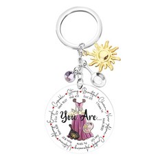 LQRI 프린세스 태양 성경 구절 아크릴 키체인 기독교 확언 공주 선물 만화 애호가를 위한 동화 상품 투명. 스몰 255645