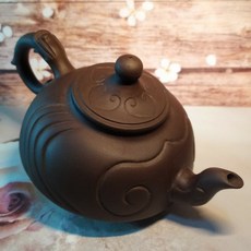 宜興紫砂 早期紫泥 龍戲珠壺 潘小中款 老紫泥手工茶壺 宜興壺 紫砂壺, 1個, 紫泥, 約300cc