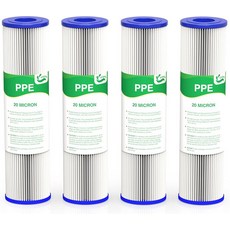 VEGEBE 20 마이크론 워터 필터 10인치 x 2.5인치 우물 및 수돗물용 홀 하우스 퇴적물 프리필터 FXWPC용 교체 카트리지 EQ-PFC35 ECP5-10 S1, 20 Micron, 20 Micron