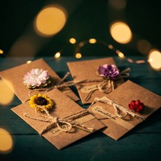 루비크 감성 미니 플라워 카드 고급 편지지 봉투 세트 4개입, 해바라기 4개, 1팩