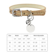 벨과 블링 가죽 고양이 목걸이 강아지 작은 새끼 이름, 1개, 3. Gold