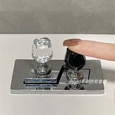 水晶玫瑰馬桶按壓器 輕奢浴室美甲專用沖水按鈕 廁所衛生間水箱配件, 透明,玫瑰按壓器【共2個】