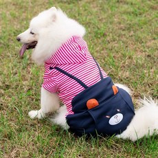 강아지 목줄 소형 조끼형 USB 가슴줄 LED 충전, A. 대형견용 슬링 줄무늬 4족 슈트 빨간색