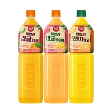 해태 과일촌 데일리 페트 음료 3종 1개씩 혼합(감귤자몽/망고복숭아/오렌지망고), 3개, 1.5L