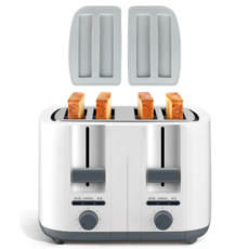 뚜껑있는 Renew 듀얼 4구 7단계 식빵 토스트기 토스터, 화이트 토스터 회색캡