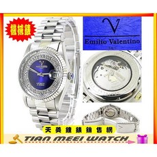 Emilio Valentino 范倫鐵諾 自動機械錶 藍面 MR V-8215SM-2AMR