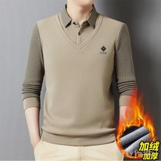 加絨Polo衫 男生長袖 休閒上衣 假兩件Polo衫 男生上衣 條紋長袖