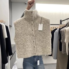 재킷 니트 코트 하프 울 밸트 레이어드 하이넥 부클 더블