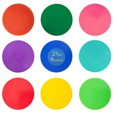 Aryjmz Spot Markers 24 Pcs 4 Inch Non Slip Rubber Floor Flat Field Cones Poly Dots for Soccer Bask, 9inch 9pcs