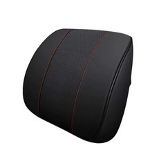 汽車頸椎腰靠墊套裝，人體工學記憶棉，透氣皮革，舒適支撐，緩解疲勞, 皮革黑, 1個, 皮革記憶透氣腰靠墊