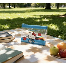 Hello Kitty透明收納袋，兒童文具收納包，可愛卡通拉鍊筆袋