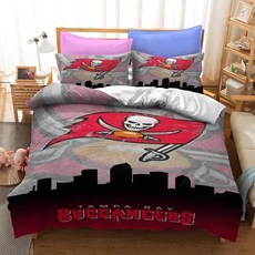 NFL 미식축구 탬파베이 버카니어스 이불 배게 커버 세트 (싱글 더블) Tampa Bay Buccaneers Duvet Cover Set, 포함