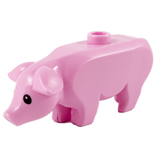 레고 동물 살색 점박이 돼지 Flesh Pig With Black Spots Pattern 4623498 4569840 6068981, 핑크, 1개
