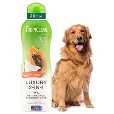 TropiClean 2-in-1 Dog Shampoo and Conditioner Moisturizing Dog Detangler Puppy Safe Made in th, N/A, 1개, 591ml