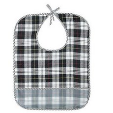 노인용 성인용 시니어 요양원 병원 방수 턱받이 앞치마 식사 주머니 S882, 1개, 블랙체크 중형