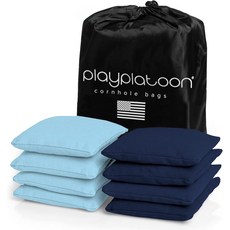 플레이 플래툰 콘홀 백 내후성 - 던지기용 레귤러 빈 8개 세트 공식 전문 사이즈 및 무게 2가지 색상 올웨더 토트 포함, Black & Red, 1개