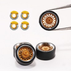 WAVEIST 1/64 휠 3D 옐로우 브레이크 디스크 골드 BBS-SUPER 슈퍼 RS로 인쇄 자동차 문화 모델 수정용 지름 9.6mm/0.38인치 PB-A4 20624