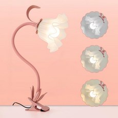 독서 조명 집게 간접 라이트 클립 LED E26 DIY 꽃 긴 책상 클램프 조절 가능 현대식 테이블 패션 앤티크 콘센트 코드 침대 눈 보호 스탠드 데스크탑 복고풍 토르키에르 장, 핑크