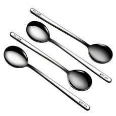 DFMEI 304不鏽鋼勺子甜品勺咖啡長柄攪拌勺家用吃飯湯勺加厚小調羹, 1個, 如圖, 304不鏽鋼小號勺子