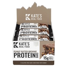 Kate's Real Food 蛋白棒花生醬布朗尼 12 條, 1個, 744克