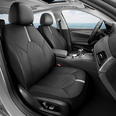 COVER 오버ado 가죽 카시트 커버 앞좌석 및 탄소 섬유 방수 내구성 있는 전천후 프로텍터 SUV 픽업 트럭 세단 자동차 차량 내부에 범용 핏 (블랙), 블랙-화이트