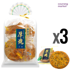 일본 킨고도제과 아츠야키 고마 7매입 참깨쇼유맛 센베이 쌀스낵, 160g, 3개