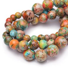 Chicager 주얼리 제작용 천연 보석 비즈 6mm 블루 토르말린 광택 매끄러운 라운드 원석 비즈 팔찌 목걸이용 38.1cm(15인치), 오렌지 임페리얼 재스퍼