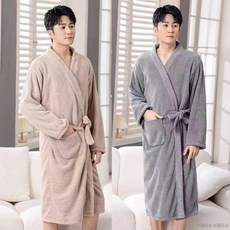 桃園出貨 浴巾式浴袍男士家用洗澡睡袍四季通用可穿可裹吸水長款浴衣成人