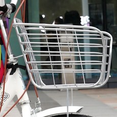 自行車車籃，前置復古編織造型，通用腳踏車車頭籃, 1個, 銀色金屬車筐+24/26支架+螺絲